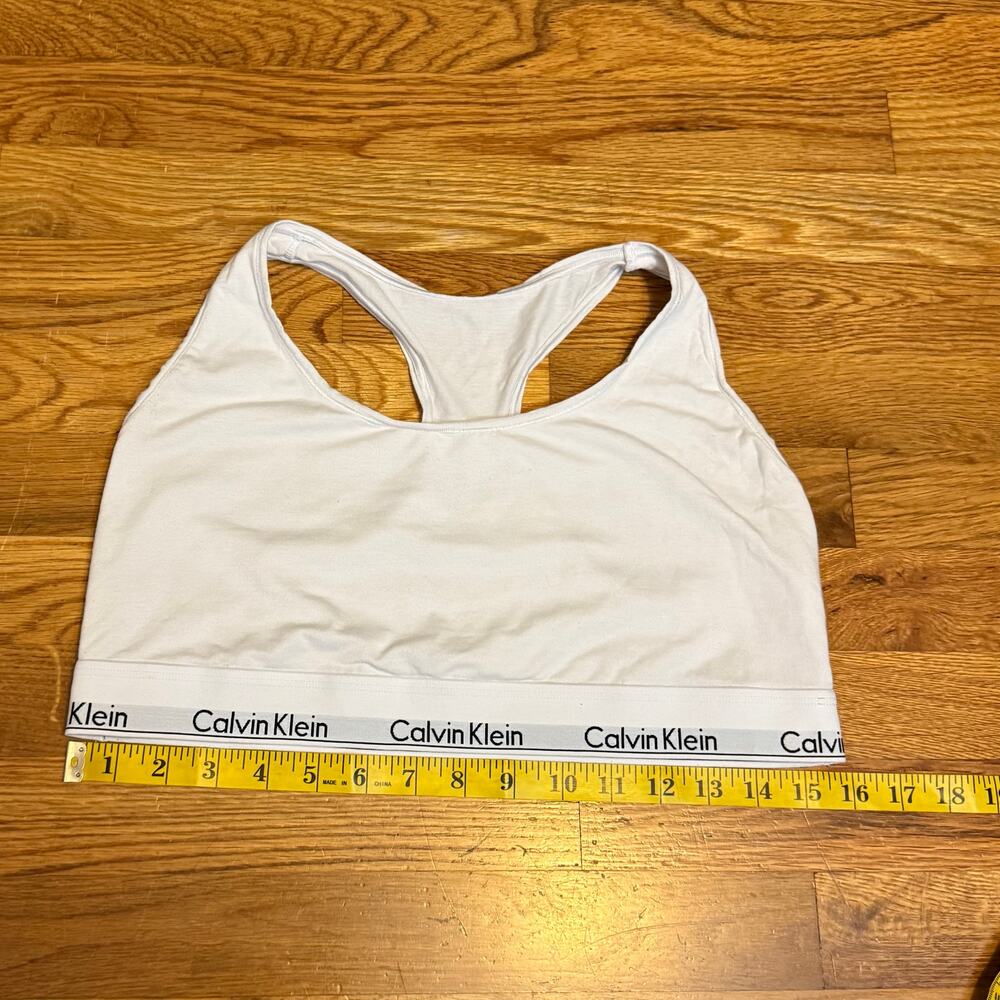 Calvin Klein Women’s 2XL White Racerback Bra Casual Basic Classic Print Retro - Picture 2 of 8